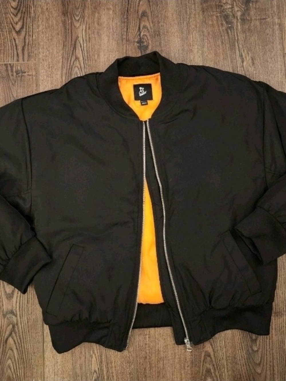 Kids Art Class Black Bomber Jacket with Orange Lining